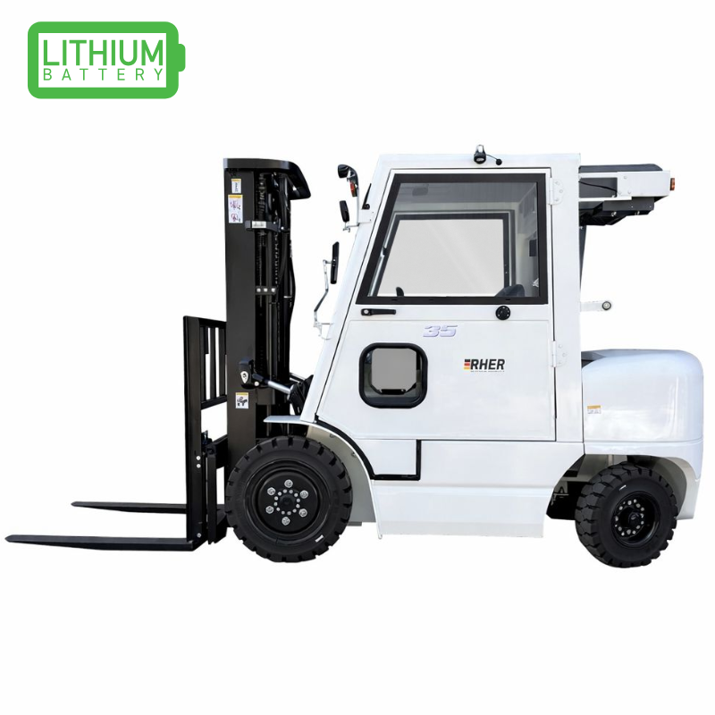 3.5 tons / 4.5 metros / Grúa Horquilla Eléctrica Con Cabina LITIO Marca Rher